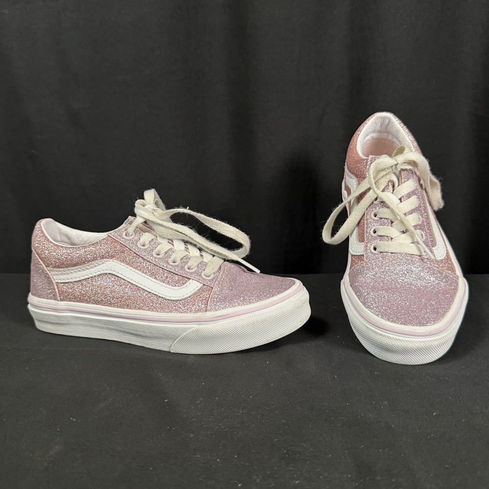 Vans Old Skool Low Top Sneakers Pink Rose Gold Glitter Sparkle Youth Girls 1.0
